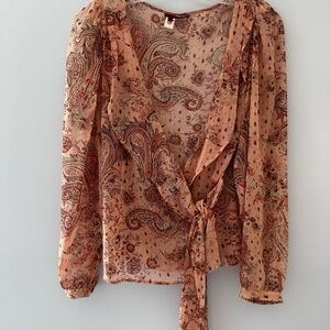T by Talbots 100% Silk Paisley Wrap Blouse – Size 10